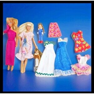 DC2 🎀  13 Pcs BARBIE Fashion Doll clone CLOTHES Lot 1966 Doll DOLLS INCLUDED